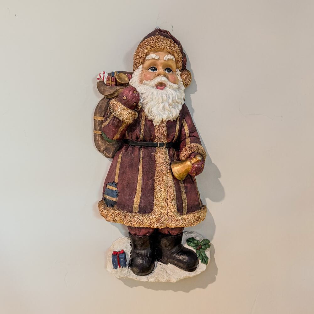 Vintage Old World Christmas Santa Claus Wall Decor, 14.5”H, Styrofoam Casting - Picture 5 of 10